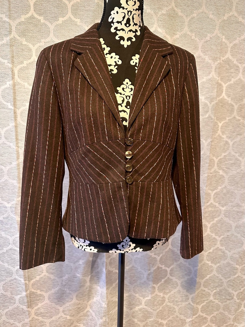 J. Jill Brown Pinstripe Fitted Women's Blazer size 10P